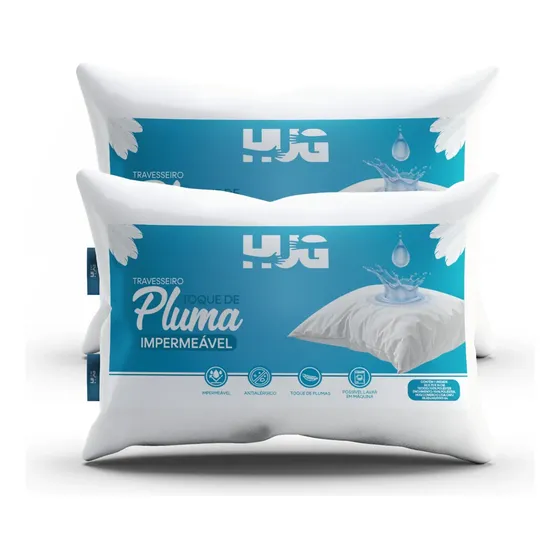 Kit 2 Travesseiros Impermeável Toque Pluma Hug Antialergico