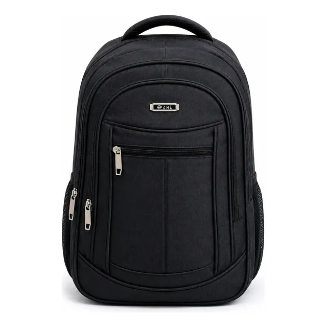 Mochila Masculina Impermeável Faculdade Alça Reforçada Top Preto Liso