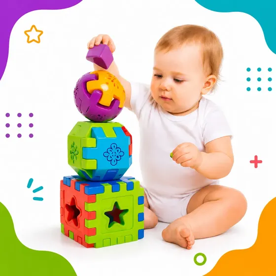 Kit 3 Brinquedos De Criança 1 Ano Bebê De Montar Educativo