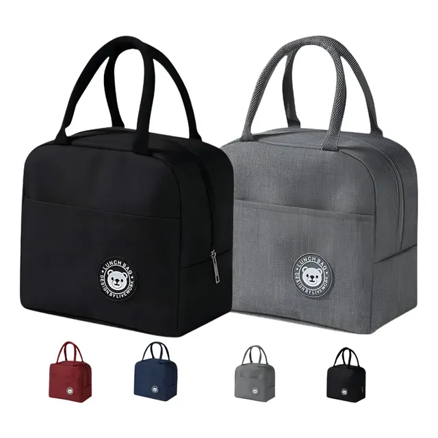 Kit 2 Bolsa Marmita Térmica Lancheira Academia Trabalho Dia Preto E Cinza