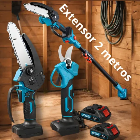 Motosserra Sem Fio Tesoura Poda E Extensor Kit Completo 48v