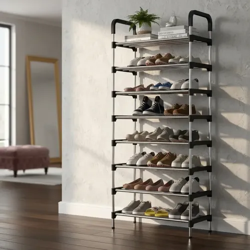 Sapateira Vertical Organizadora 8 Prateleira 24 Par Multiuso Preto