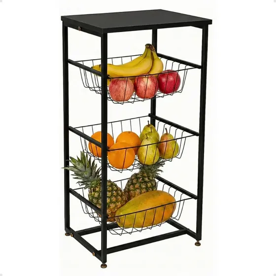 Fruteira De Chão Em Aço Cozinha Mesa Bebedouro Microondas