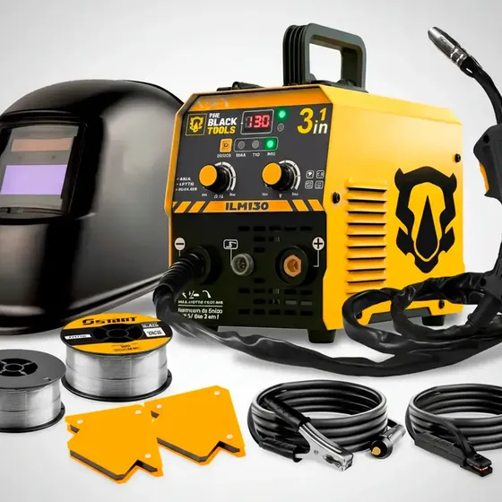 Kit Maquina De Solda Inversora 130a Mig Tig Tocha Acessórios