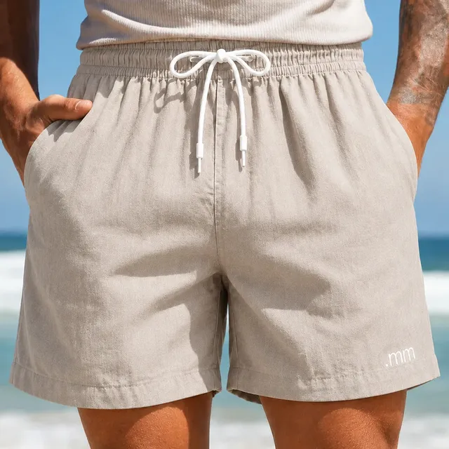 Bermuda Linho Masculina Mauricinho Praia Social Casual Verao Bege Liso Gg