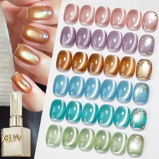 Kit 6 Esmaltes Em Gel Efeito Olho De Gato Para Unhas