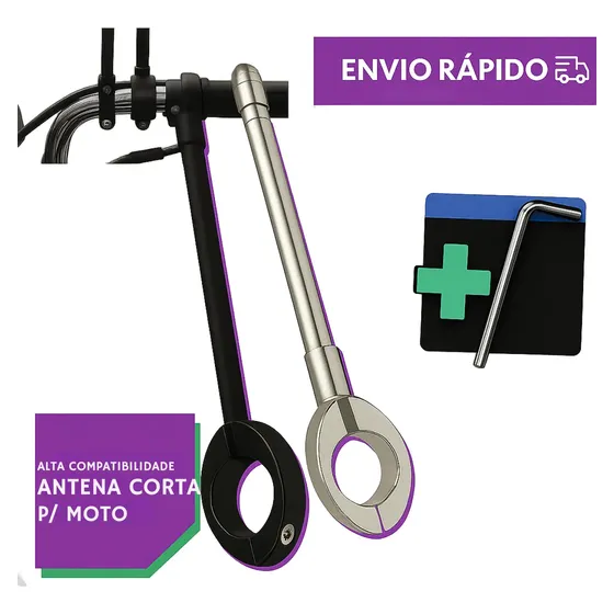 Antena Corta Pipa Moto Bicicleta Retrátil Aço Inox Guidão