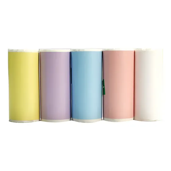 5 Cores Rolo Papel Adesivo Colorido Mini Impressora Térmica