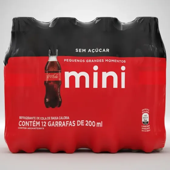 Pack Coca-cola Mini Sem Açúcar - Garrafa C/12 Unid. 200ml