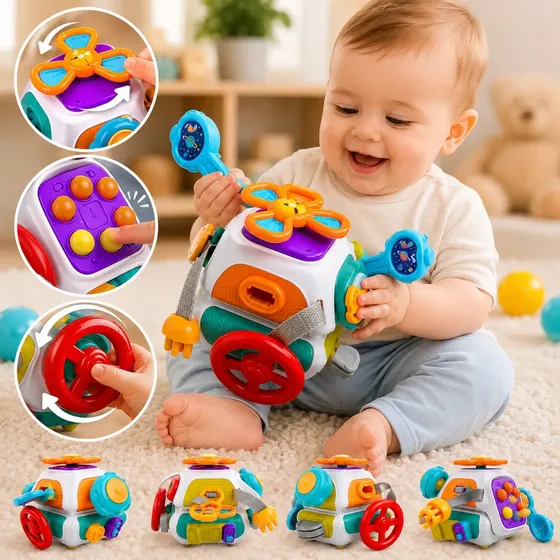 Brinquedo Educativo 10 Em 1 Cubo Sensorial Montessori Bebê