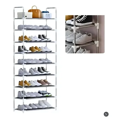 Rack Sapateira Vertical Inox 9 Prateleiras 27 Pares Helplo Cinza