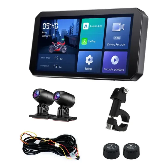 Tela De Motocicleta Ottocast Carplay/android Auto Com Câmera