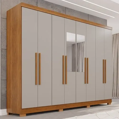 Guarda-roupa Casal Com Pés E Espelho 8 Portas 4 Gavetas