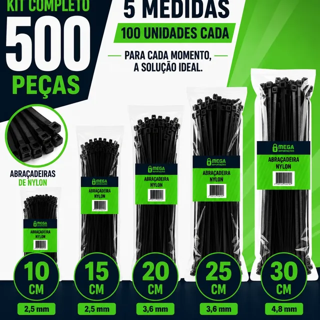 Kit 500 Abraçadeira Nylon Hellerman Plástica Enforca Gato