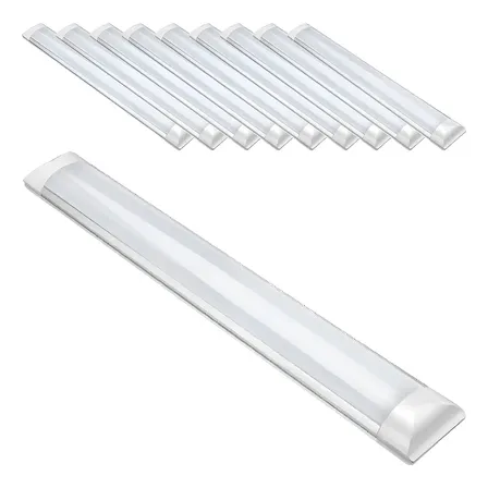 Kit 10 Luminária Slim Linear Sobrepor Led 36/40w 120cm 6500k 127/220v Cinza