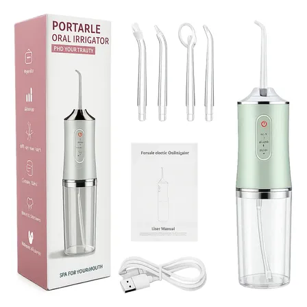 Irrigador Bucal Oral Limpador Waterpik Jato De Água Portátil Verde 127/220v
