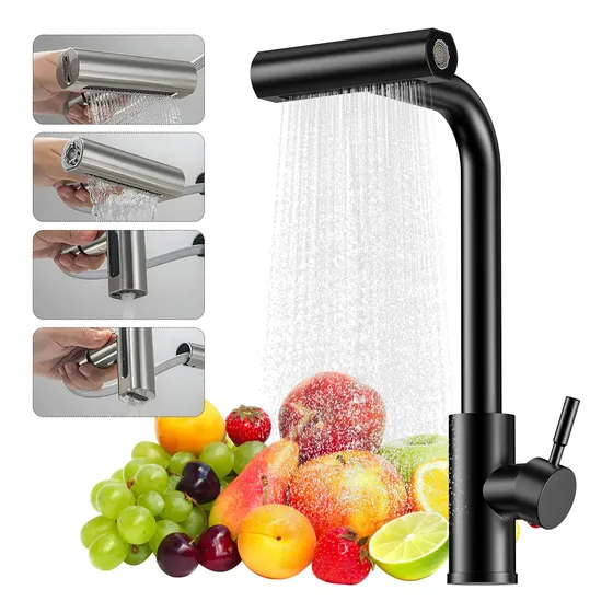 Torneira Pia Cozinha Gourmet Monocomando Flexivel Inox 4 Em1