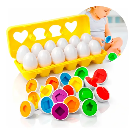 Brinquedo Educativo Ovos Encaixe Formas Geométricas Infantil
