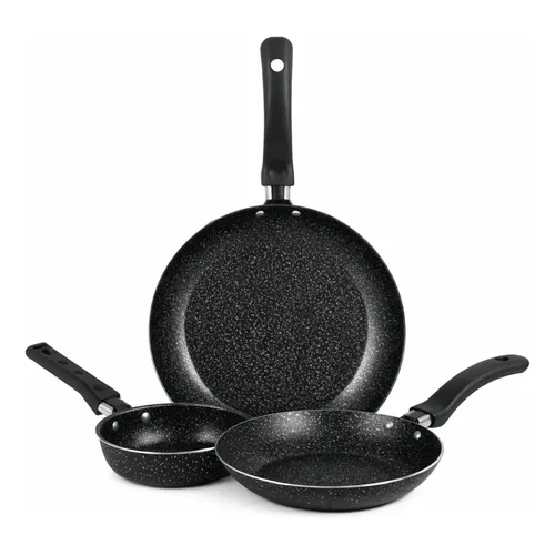 Jogo De Frigideiras Francesas 3 Peças 14 18 24cm Preto Nacio
