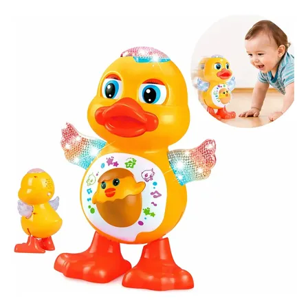 Pato Dançante Brinquedo Musical Mexe Luz E Som Colorido Danc