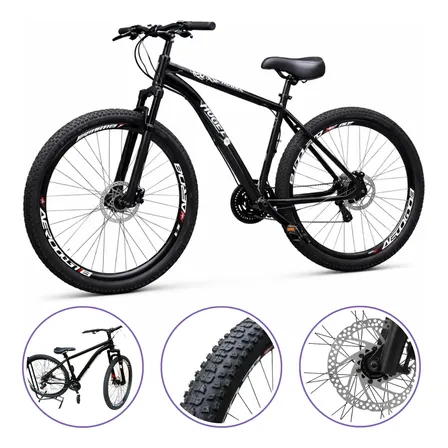 Bike Mtb Aro 29 Bicicleta Alumínio 19 21 V Freio A Disco Preto 19