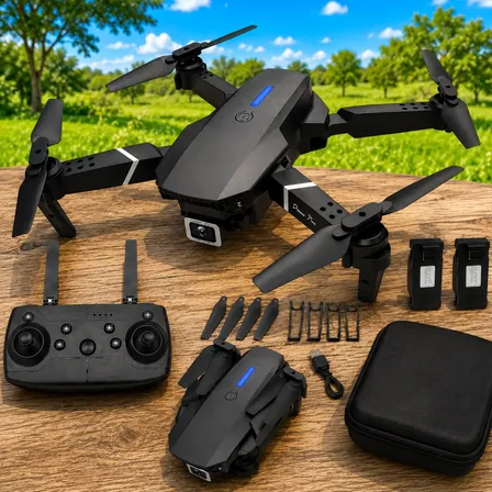 Drone E88 Pro Com Dual Câmera Hd Iniciantes 2 Baterias Colorido