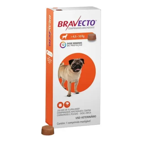 Bravecto Cães 4,5-10kg 250mg Comprimido Mastigável Msd