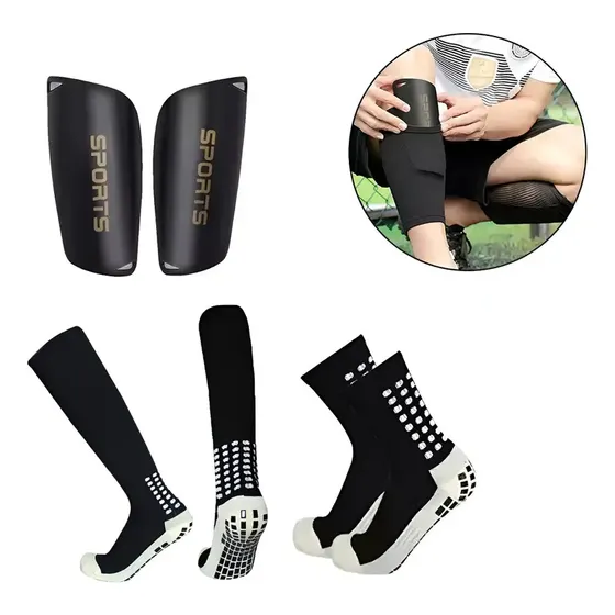 Kit 4 Futebol Profissional Meião, Caneleira, Meia E Joelheir