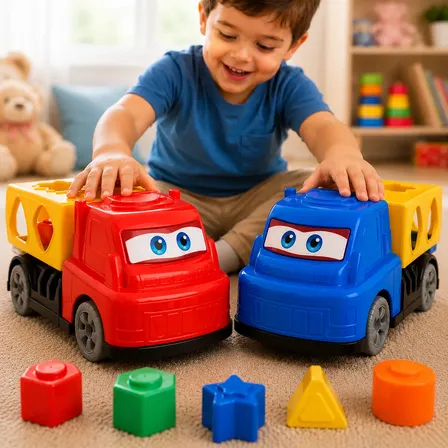 Carrinho Educativo 2em1 Com Formas Encaixe Infantil Didático