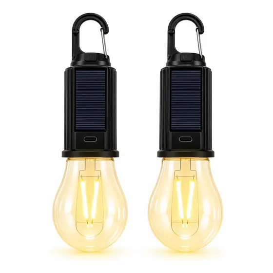 Kit 2 Lampada Led Emergência Recarregável Usb Luz Solar