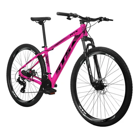 Bicicleta Aro 29 Gts Mtx Quadro Aluminio 24v Freio A Disco Rosa/preto 21
