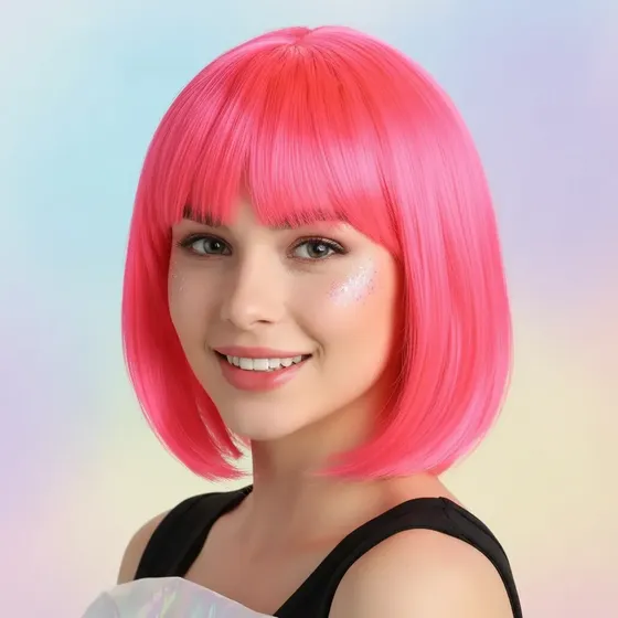 Peruca Curta Fantasia Colorida Cosplay Carnaval
