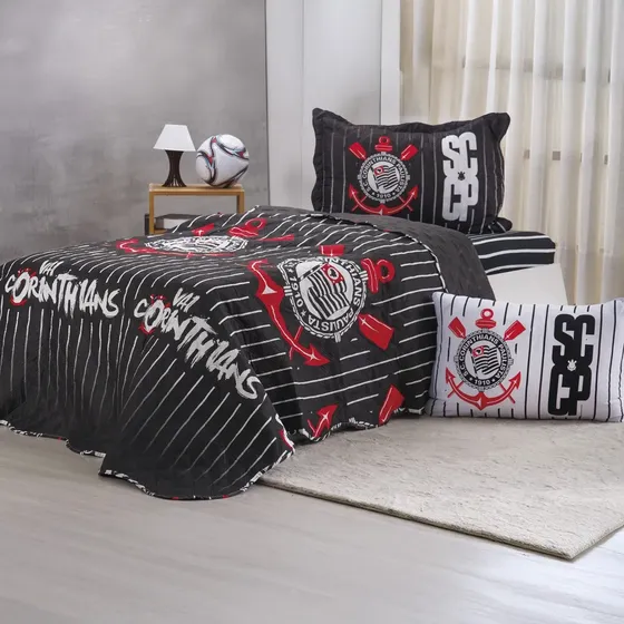 Kit Cobreleito 2pc Solteiro - Corinthians