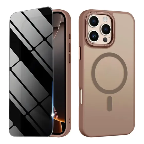 Capa Capinha Fosca Magnética + Película Anti Spy Para Iphone