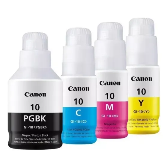 Kit 4 Tintas Canon Gi10 Original Para G5011 G6010 G7010