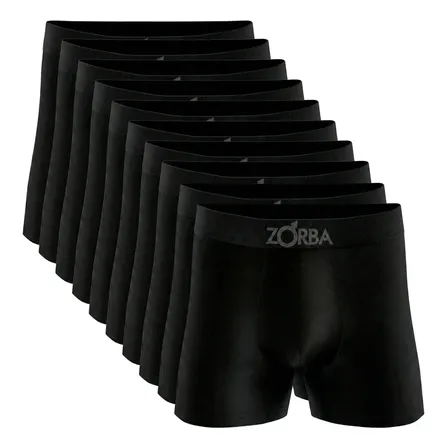 Kit 10 Cuecas Boxer Zorba Box Algodão Sem Costura Original 10 Pretos Confortável Respirável M ( 42 - 44) Cueca Box Cueca Algodão Cueca Sem Costura