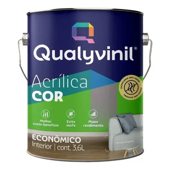 Tinta Acrílica Para Pintura Parede Econômica 3,6l Qualyvinil