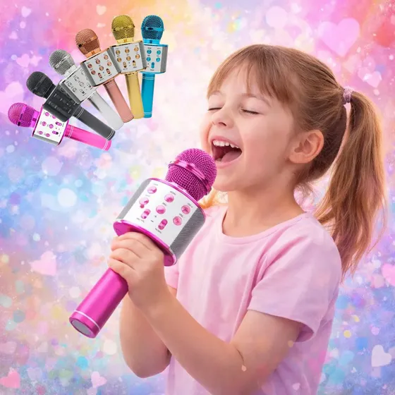 Microfone Bluetooth Infantil Karaoke Muda Voz Cores Diversão