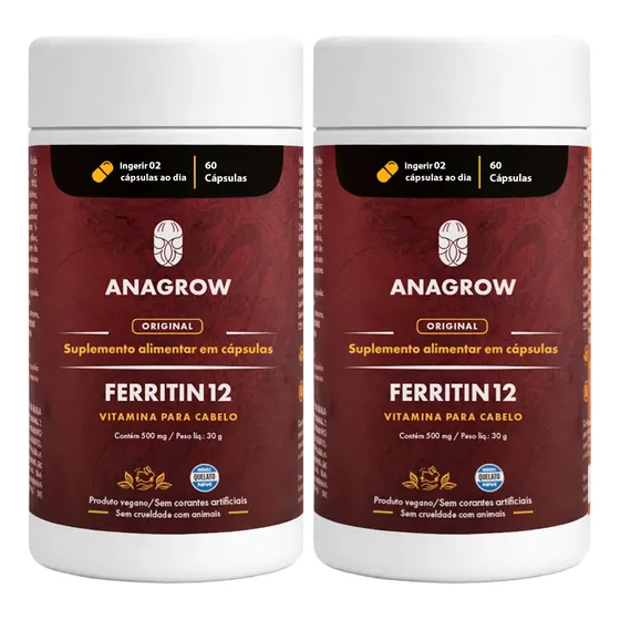 Kit 2x Ferritin12 Vitaminas Para Cabelo Biotina Ana Grow