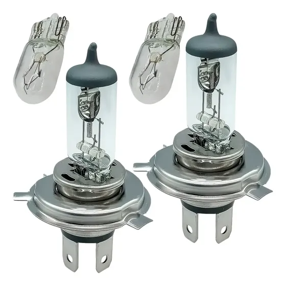 Par Lâmpada H4 12v Halógena Farol Alto Baixo E Lanterna T10