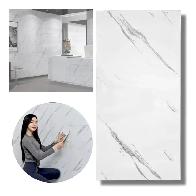 Kit 10 Painel 3d Mármore Parede Autocolante 60 X 30 Pdeals Mármore Calacatta Branco Calacatta