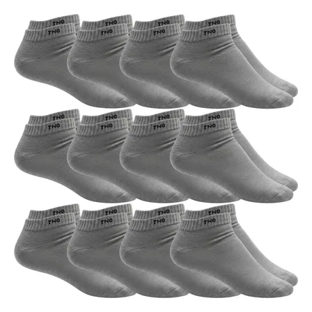 Kit 12 Pares De Meia Algodão Lisa Cano Curto Casual G 39/43