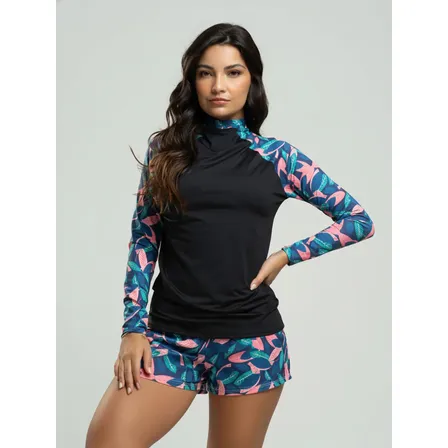 Conjunto Blusa Térmica E Short Feminino Proteção Uv 50+