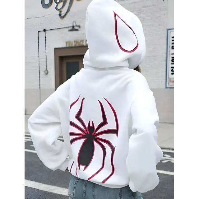 Moletom Aranha Canguru Casaco Feminino Masculino Estampado