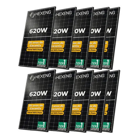 Kit 10 Painel 620w Placa Solar Monocristalino Bifacial Sol