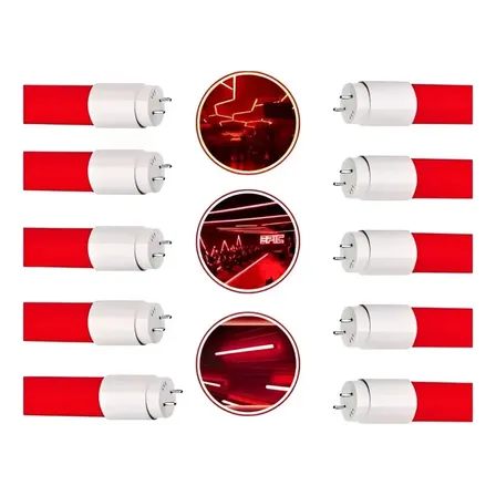 Kit 30 Lâmpadas Tubo Led Colorida T8 18w Bivolt Decoração 127/220v Vermelho
