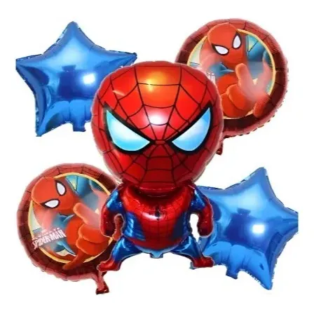 Kit 5 Balão Metalizado Homem Aranha Corpo - Estrela Vermelha