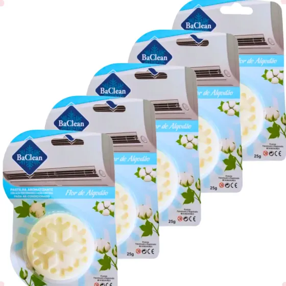 Kit 5 Pastilhas Aromatizante Ar Condicionado Flor De Algodao