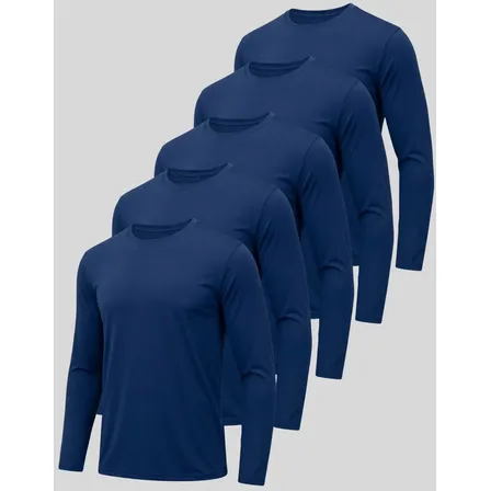 Kit 5 Camiseta Dry Fit Manga Longa Proteção Uv Segunda Pele 5 Azul-marinho G