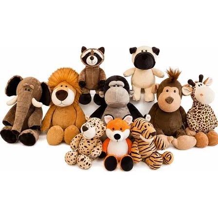 Bichinhos Pelúcia Animais Safari 25cm Leão Elefante Fofos Leão